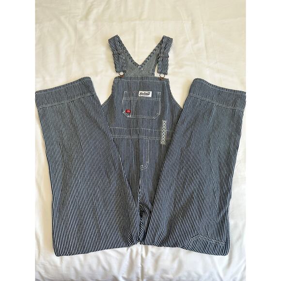 Dickies Pants - Dickies Stripe Overalls Womens Medium Railroad Bib Carpenter Wide Leg Denim
